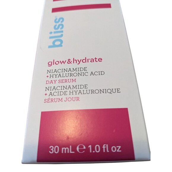 Bliss Glow & Hydrate Day Serum Niacinamide Hyaluronic Acid 1 oz NEW - Picture 2 of 5